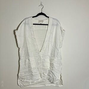 H&M White V-Neck Blouse
